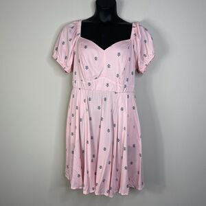 NWT Torrid Size 1 1X 14-16 Mini Challis Smocked Skater Dress in Pink Floral